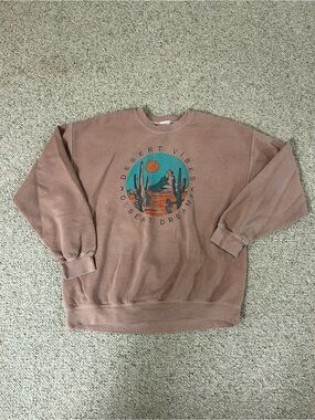 Altar'd State Desert Vibes Sweatshirt - Dusty Rose & Teal Graphic